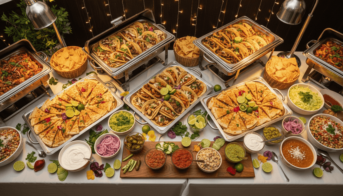 Professional catering spread from Taquiza Sin Frontera