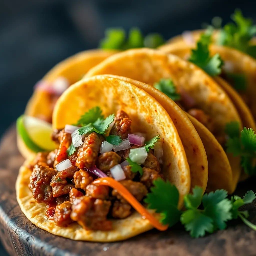 Close-up of authentic carne asada tacos