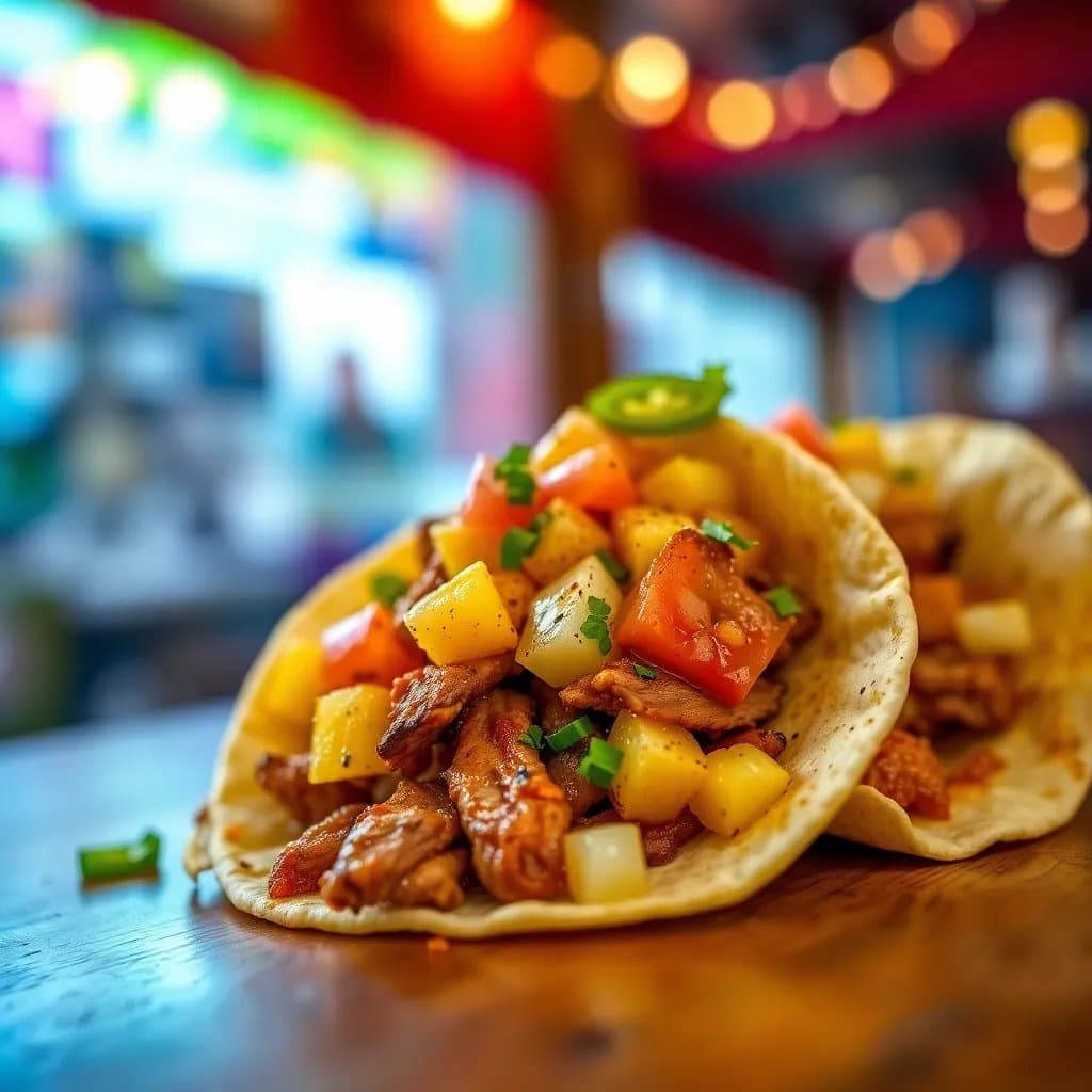 Pastor tacos with pineapple
